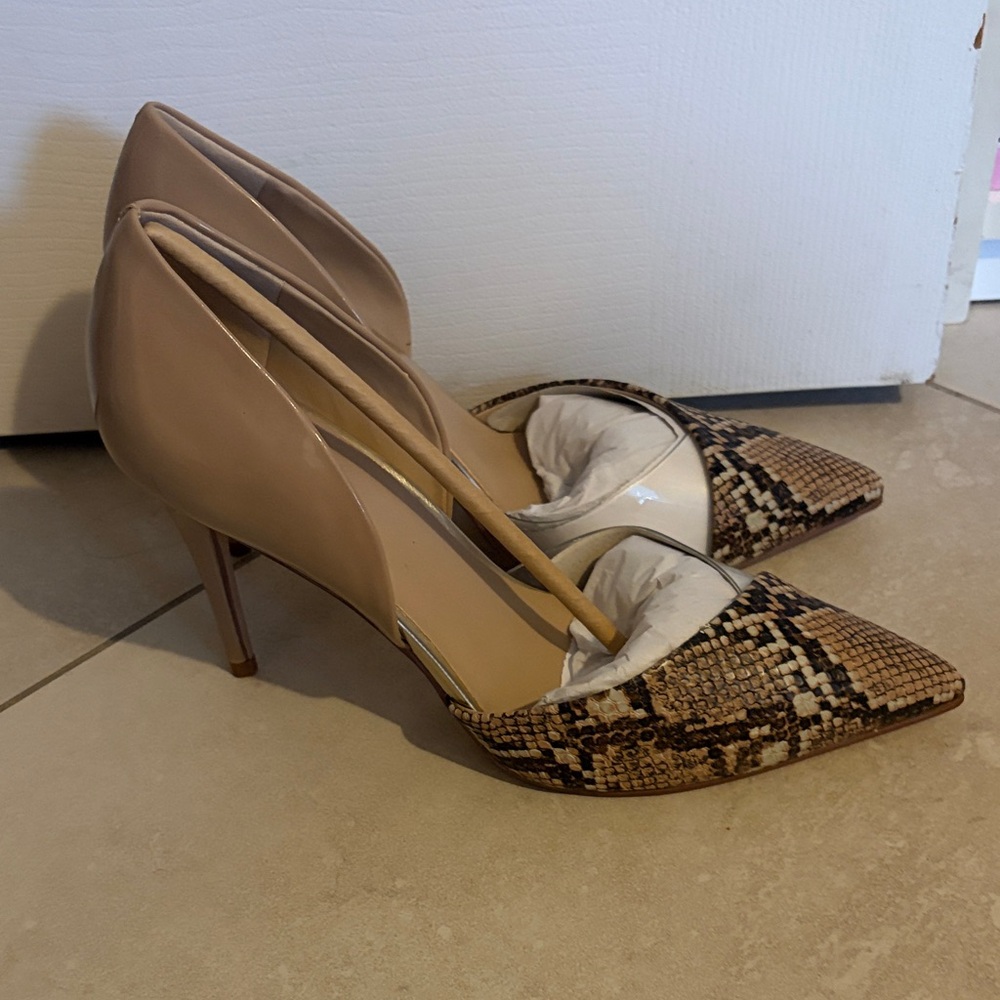 Mix No. 6 Elegant Tan and Snake Print Women's Heels - Picture 3 of 8